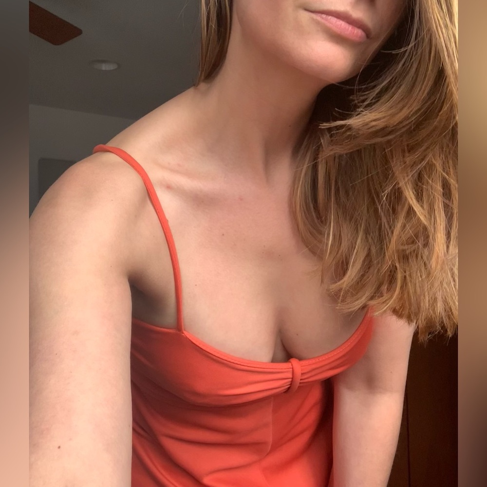 🍊🧡🌴🍹Vintage maxi dress in flamboyant orange polyester🍹🌴🧡🍊